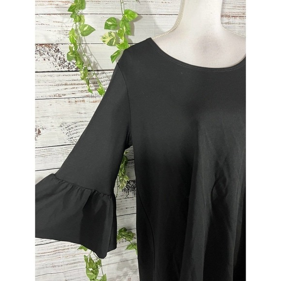 Bryn Walker Top Tunic Oversized Small Large Black Jersey Lagenlook Ruffle Sleeve - Picture 6 of 10